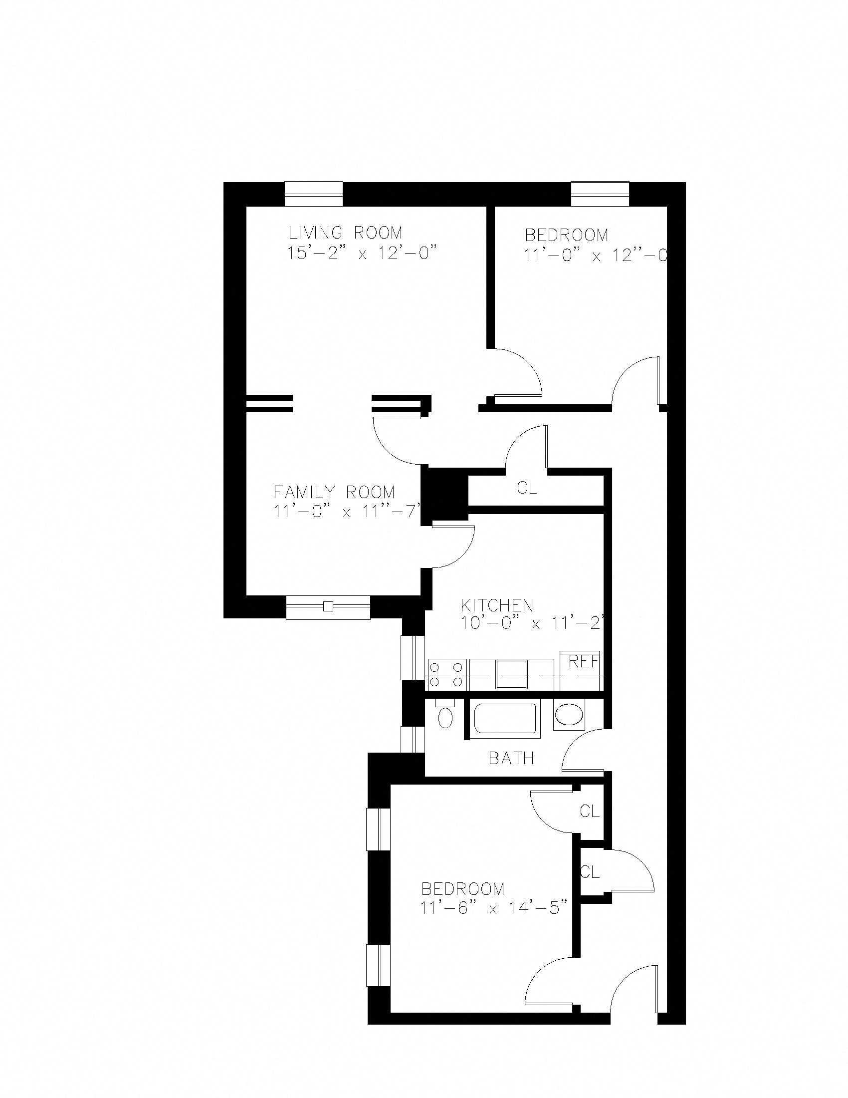 2 Bedroom 1 Bathroom with Den or Dining Room Floor Plan 10
